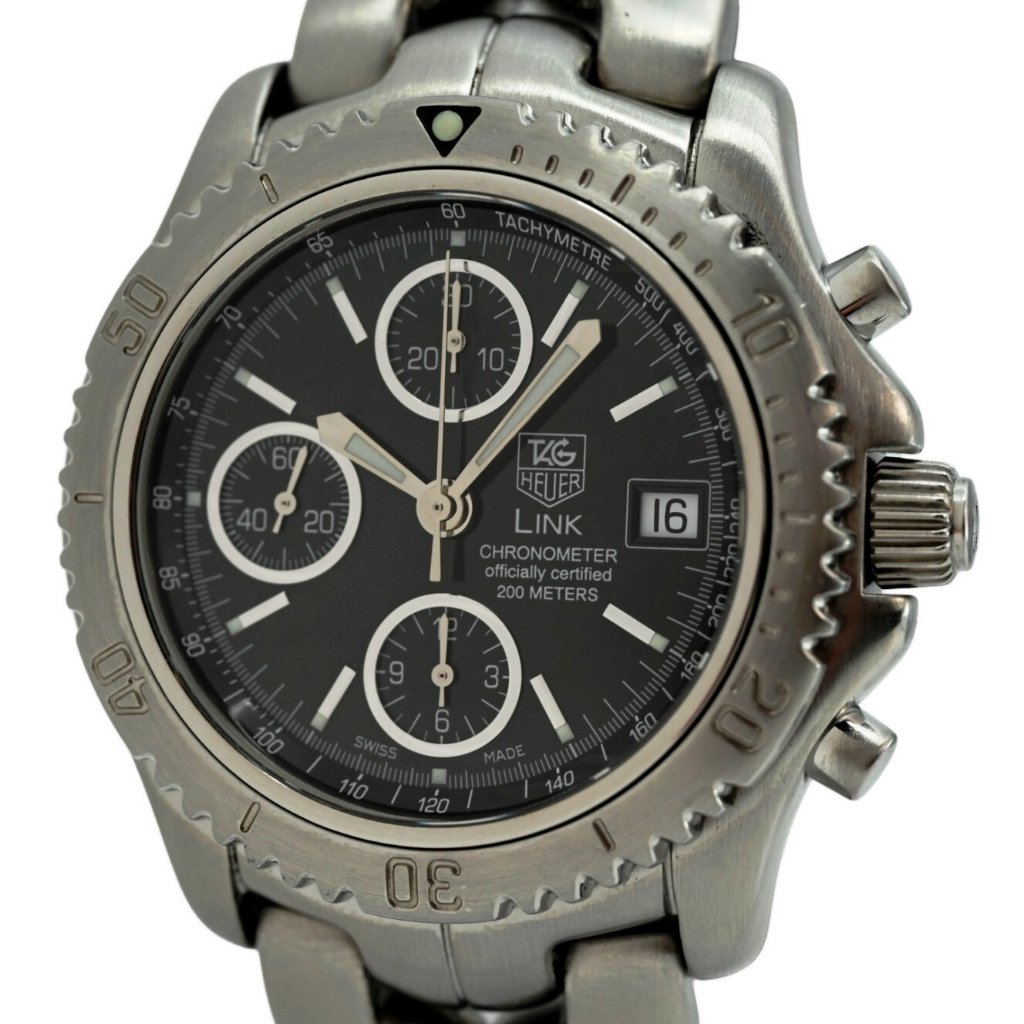 Tag Heuer 42mm Mens Link Automatic Chronograph Cosc Black Dial Watch